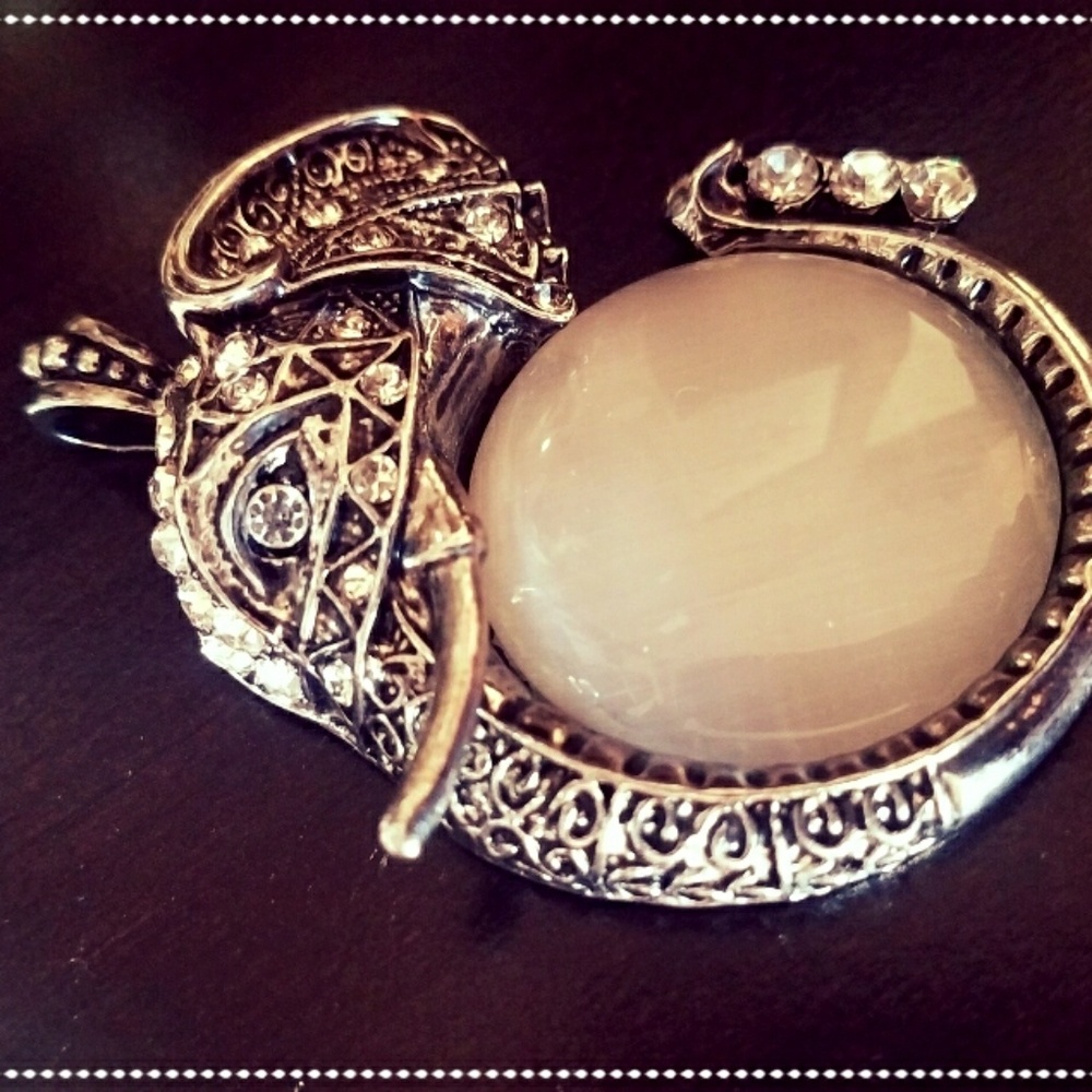 Rhinestoned Tribal Elephant Pendant